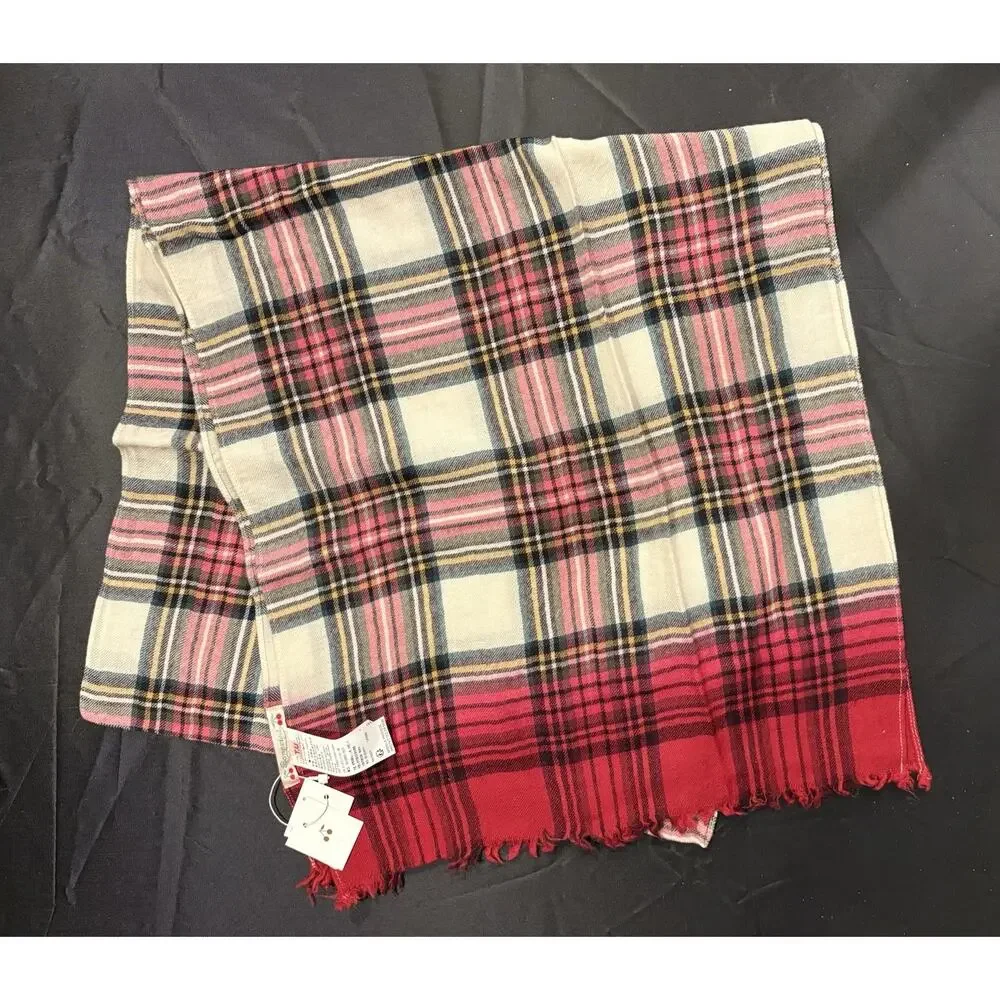 Bonpoint Kids Plaid Scarf 80% Wool 20% Cashmere 66” X 16” Unisex Lightweight